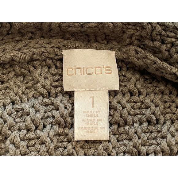 Chico's Olive Green Open Chunky Knit Sweater Vest, Cotton Blend, Size M - Picture 8 of 12